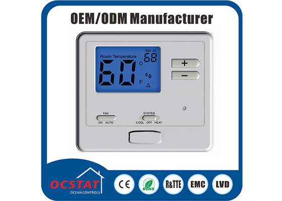 Horizontal AC Digital Non Programmable Thermostat Single Stage Heating Cooling
