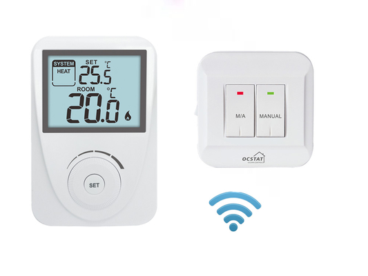 White / Blue Backlight Intelligent Non-programmable RF Heating and Cooling Thermostat