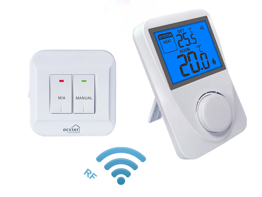 White Color ABS RF Wireless Digital Room Thermostat Controller Non - Programmable