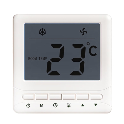 White 3 Speed 6A Digital FCU Thermostat Accuracy ±1°C Easy Operation