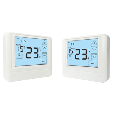 White Air Conditioner LCD Touch Screen Thermostat For Bedroom / Kitchen