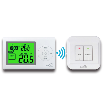 Transmitter / Receiver RF Room Thermostat 7 Day Programmable 6 Time / Temp Per Day