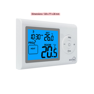 Riseem White Color Digital Programmable Room Central Heating Thermostat With Batter Supply