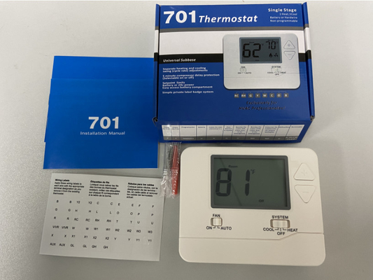 Non-programmable Riseem Blue Backlight Single Stage 24V HVAC Home Thermostat For Household Square Shape