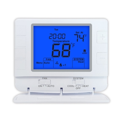 Riseem 24VAC Wired Temperature Controller Programmable Home Thermostat LCD Digital Display 2 Heat 2 Cool