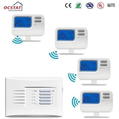 White Color RF Wireless Room Thermostat Programmable Digital Riseem Temperature Controller