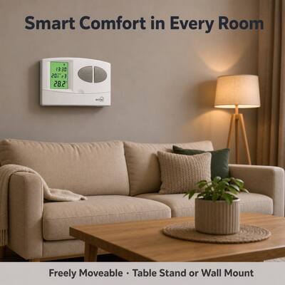 HEAT Mode Wireless Room Boier 7 day Thermostat Compatible Boilers Featuring Receiver 230VAC 50HZ Ensuring Accurate Wireless Heating Control