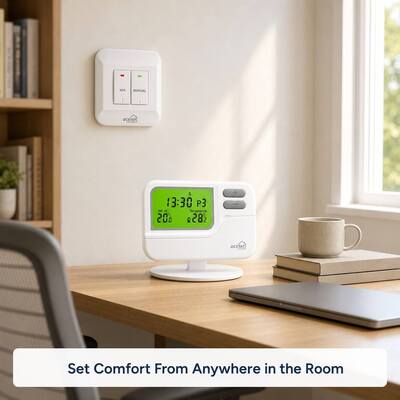 Battery-operated 868MHZ Wireless Room Thermostat 7 Day Wireless Thermostat Including 230VAC 50HZ Receiver Designed for Climate Automation