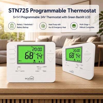 Heagstat NTC Sensor and Anti-Flammable ABS PC 7 Day Programmable Thermostat for Heat Pump Control