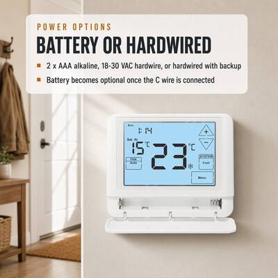 Touch LCD Display Wired Room Temperature Heating 7 Day Programmable Thermostat Battery Or 24V Power Supply For Precise And Heating Regulation