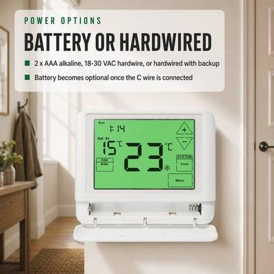 24V Heating and Cooling Programmable Touch Screen Wired Room Battery-operated Thermostat Suitable Air Conditioning HVAC System