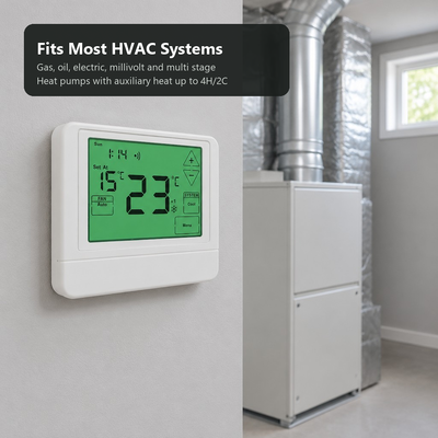 2H 2C Stages 24V Electronic Room WIFI Alexa Voice Control Smart Thermostat 7 Day Programmable Temperature Ranges 0°C to 40°C Temperature Management Solution