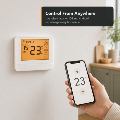 24V Control APP TUYA Smart Life Electronic Room Programmable 7 Day Thermostat With Physical Dimensions 120mm W 98mm H 27mm D Designed for Temperature Control