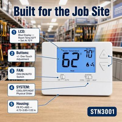Heating And Cooling Non Programmable 24V HVAC Air Conditioning Thermostat Durable and Easy to Install
