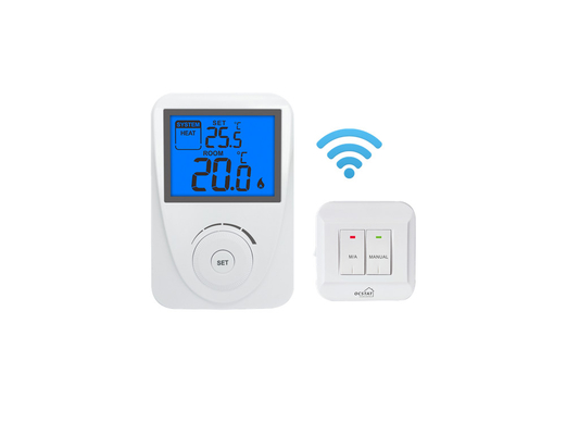 Riseem 230V Wireless Digital HVAC RF Room Thermostat Temperature Controller For  Boiler