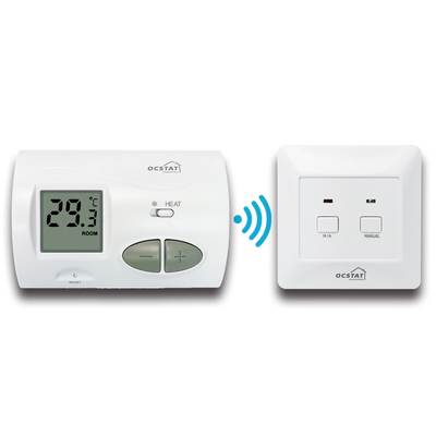 Riseem 868Mhz White Electronic Large Button Digital Home Thermostat For Underfloor Heating