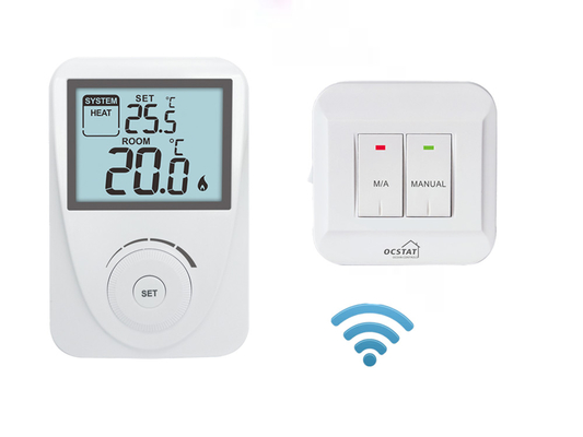 Riseem White / Blue Backlight Intelligent Non-programmable RF Heating and Cooling Thermostat