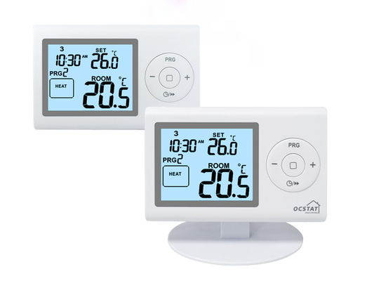Riseem White Color OEM / ODM Digital Programmable RF Room Thermostat for HVAC Systems