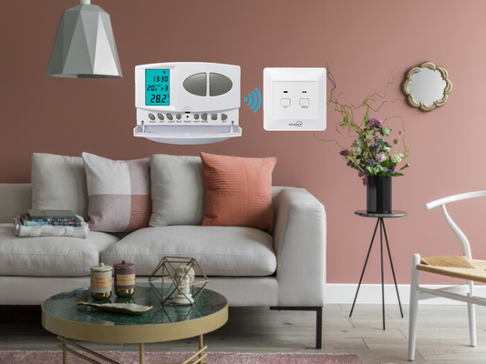Riseem Indoors HVAC System White Color RF Programmable Room Thermostat With Heating Systems