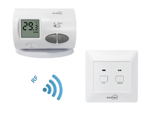 Riseem Green Backlight RF Electric  Room Simple Thermostat For Heating 2*AA Size Battery