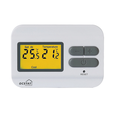 White Household Air Conditioning Wired Room Thermostat With LCD Display