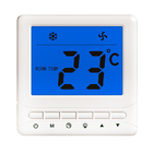 White Backlight Fan Coil Thermostat External Temperature Sensor Energy  Saving