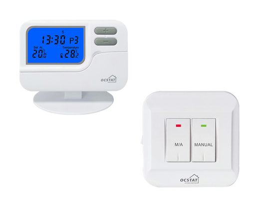 Riseem White ABS 868Mhz RF Room Wireless Programmable Thermostat Digital Heating And Cooling OEM