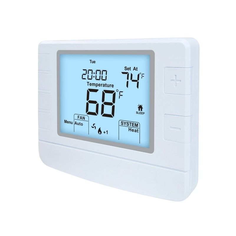 24V White Digital Room Thermostat, Heating and cooling Adjustment