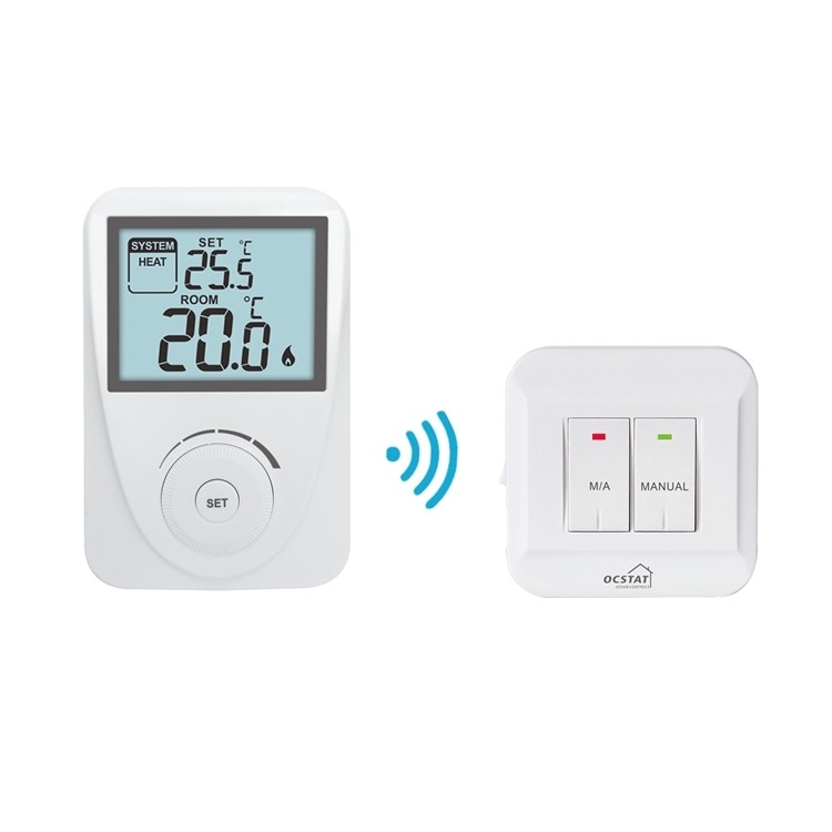 White / Blue Backlight Intelligent Non-programmable RF Heating and Cooling Thermostat