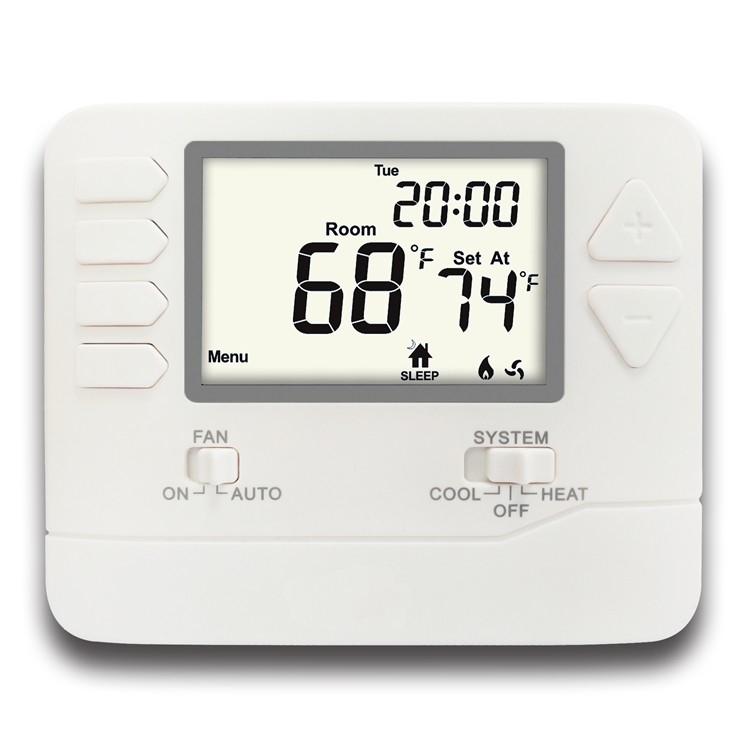 Riseem 2 Heat / 2 Cool 24V HVAC Programmable Room Thermostat For Heating And Cooling System