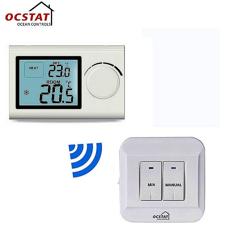 White Color Wireless Room Thermostat Electronic Heating and Cooling Temperature Control