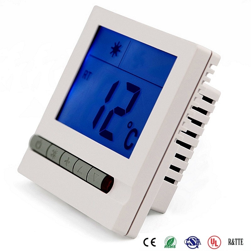White Color Air Conditioner Controller Fan Coil Thernostat Digital Temperature Control