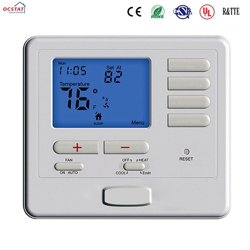 White Color Heat Pump Non Programmable Thermostat Air Conditioner Heating Room Thermostat
