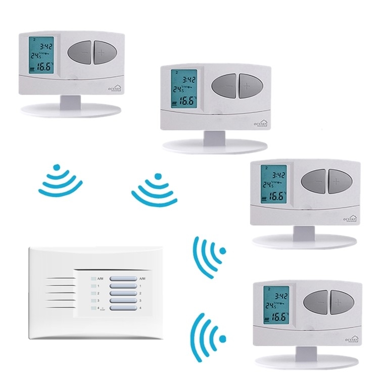 Weekly Programmable Water Heating Wireless Room Riseem Thermostat With Digital LCD Display