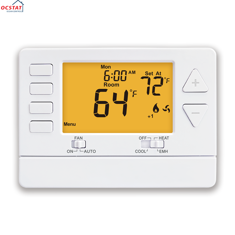 White Electronic Heat Pump Room Thermostats for Temperature Control in Commercial Buildings