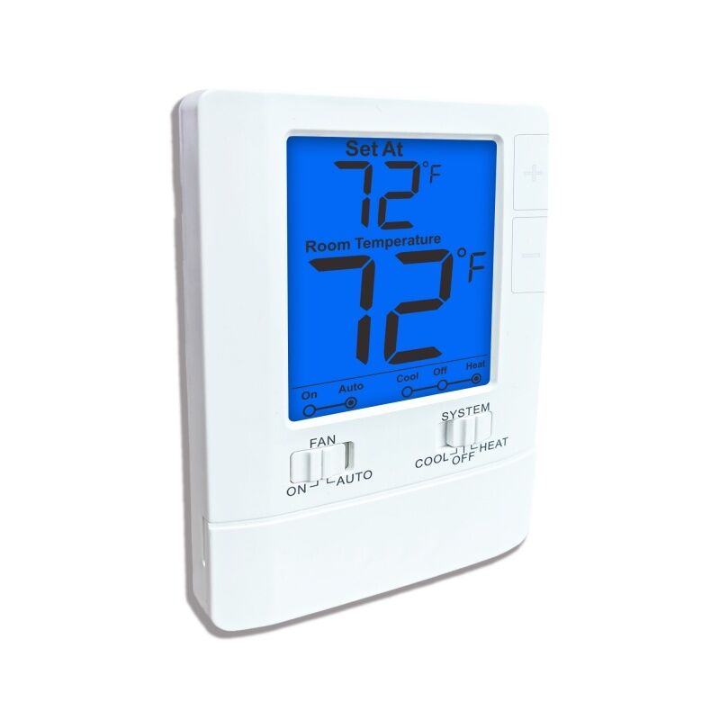 LCD Digital Display Wired Room Thermostat Temperature Ranges 32°F to 99°F Backlight Color White Blue Green Solution for HVAC Control