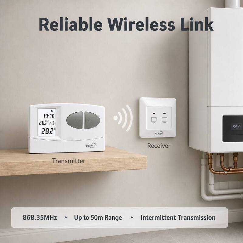 COOL System Operation Mode 7 Day Pprogrammable wireless boiler Thermostat Engineered For Conventional Or Boilers Supporting HVAC Management
