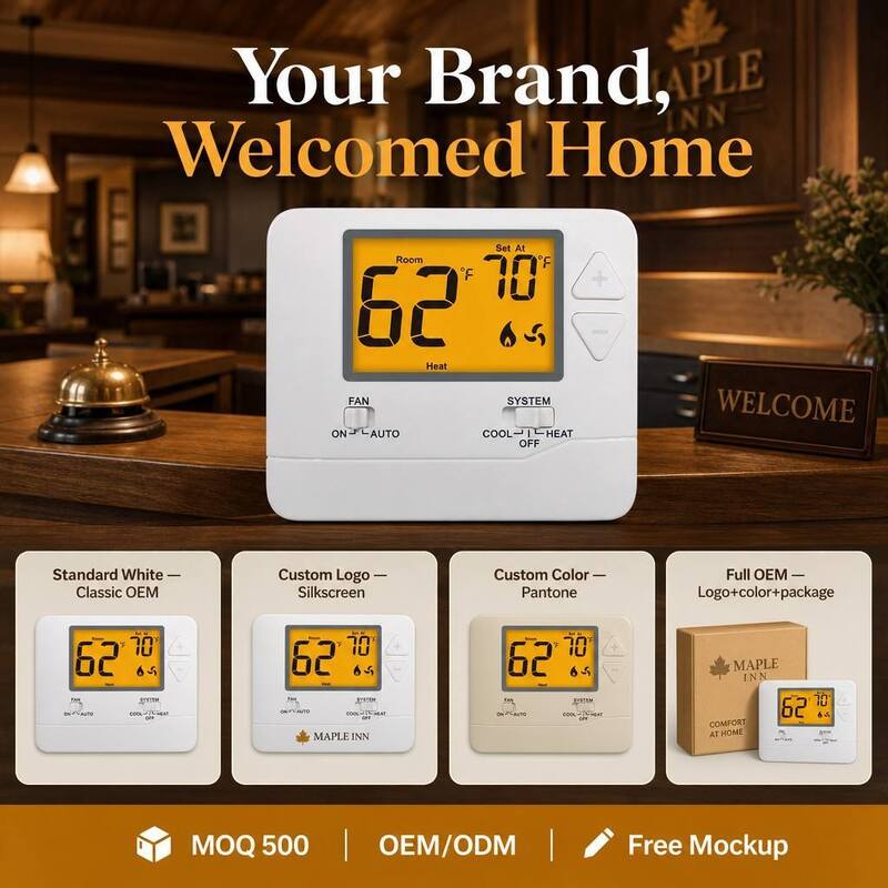 24V LCD Display Wired electronic HVAC Non-programmable Electronic Room Thermostats Mounts On Wall Or Junction Box Temperature Controllers For Energy Saving