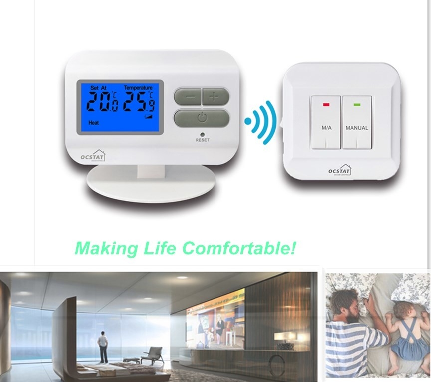 Riseem Electronic RF Non - Programmable Floor Heating Thermostat With 2*AAA Size Battery