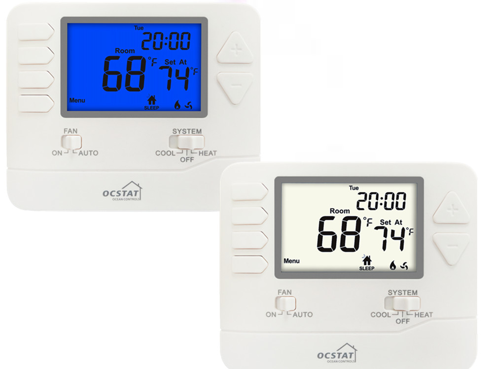 24 V 2 Heat 2 Cool Digital Programmable Room Thermostat For HVAC Systems