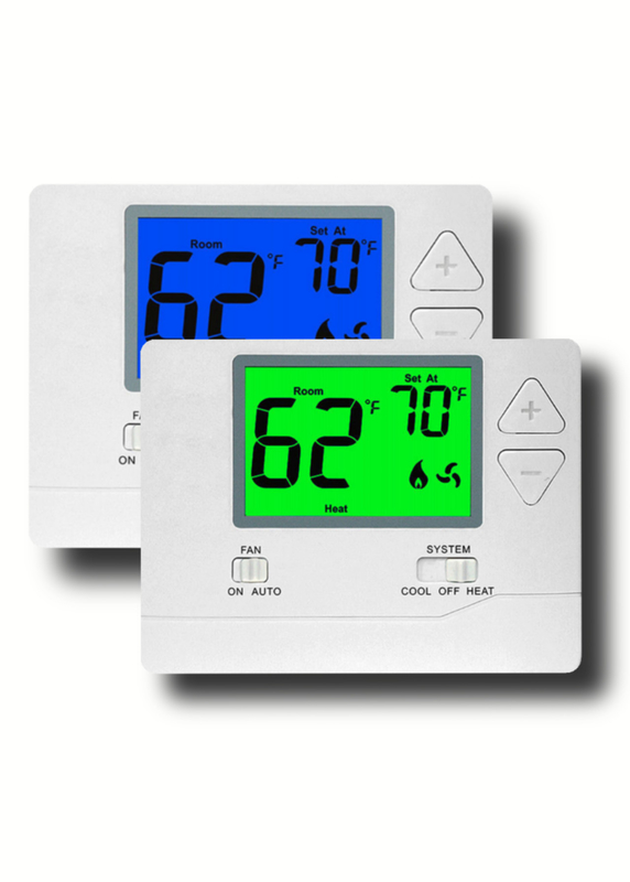 Blue  /  Green LCD Screen HVAC Thermostat Square Shape Contemporary Design