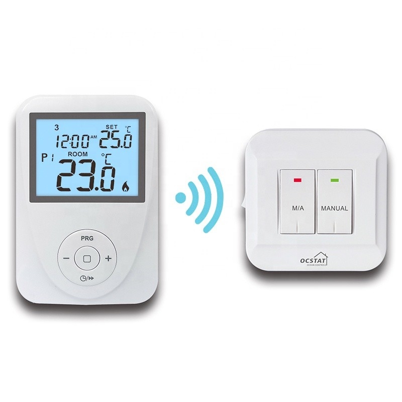 Electronic Radio Frequency Digital Room Thermostat for Boiler White CE