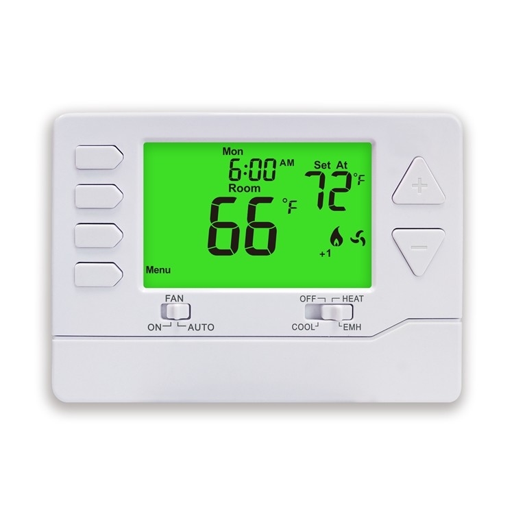 White 24V LCD 2 Heat / 1 Cool Air Conditioner Heat Pump Central Control Heating Thermostat for Home