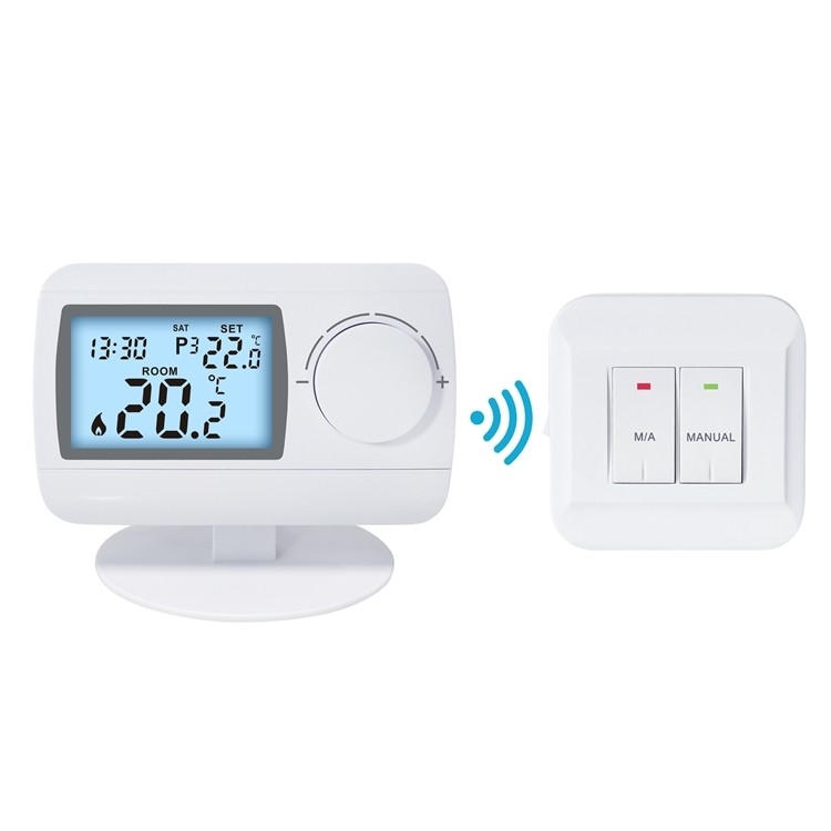220V White ABS RF 7 Day Programmable Wireless Room Thermostat For Heating