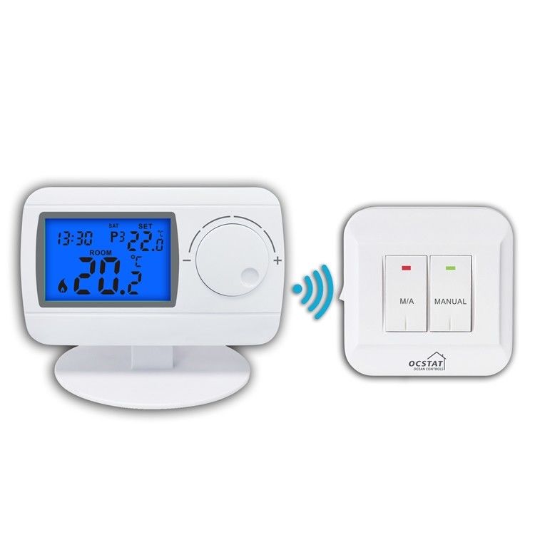 230V White ABS Digital RF Programmable Room Thermostat For Gas Boilers