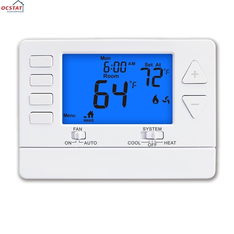 Riseem White ABS Electronic Programmable Air Conditioner Thermostat 1 Heat 1 Cool