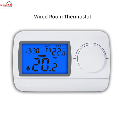 Riseem Wired Electric Heat Programmable Boiler Room Thermostat 230V ABS  For Gas Boiler