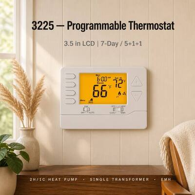 Riseem 5.65 Sq.in. Display Size Hot Runner Heat Pump Thermostat Temperature Controller for Customizable Temperature Regulation in HVAC System