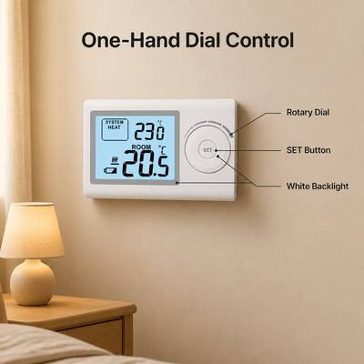 Riseem 230V Wired Room HVAC Non-Programmable Home Thermostat With IP20 Protection Level