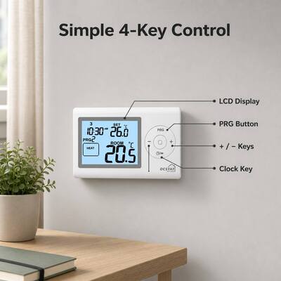 Riseem Temperature Controller Heating 7 Day Programmable Thermostat with Heat and Cool Switch